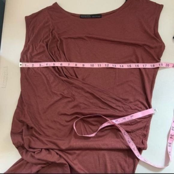 ALLSAINTS SABIE RUST MARL DRAPE RUCHED DRESS 6 - Picture 7 of 7